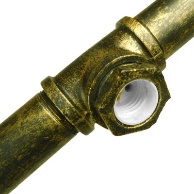 GloboStar® CANAL 01669 Vintage Industrial Κρεμαστό Φωτιστικό Οροφής Πολύφωτο 5 x E27 Μπρούτζινο Μεταλλικό Ράγα Μ92 x Π5 x Y8cm