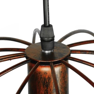 GloboStar® EARTH 01665 Vintage Industrial Κρεμαστό Φωτιστικό Οροφής Μονόφωτο 1 x E27 Καφέ Σκουριά Μεταλλικό Πλέγμα Φ40 x Υ40cm