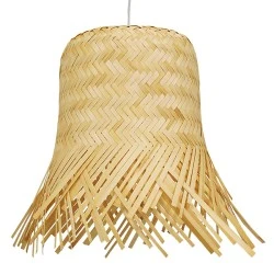 Boho κρεμαστό φωτιστικό HAWAII μονόφωτο μπέζ ξύλινο ψάθινο Rattan Φ40 1 x E27 AC 220-240V