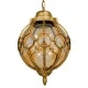 GloboStar® ETOILE 00987 Vintage Industrial Κρεμαστό Φωτιστικό Οροφής Μονόφωτο 1 x E27 Μπρονζέ Χρυσό Μεταλλικό Πλέγμα με Μελί Γυαλί Φ28 x Υ38cm