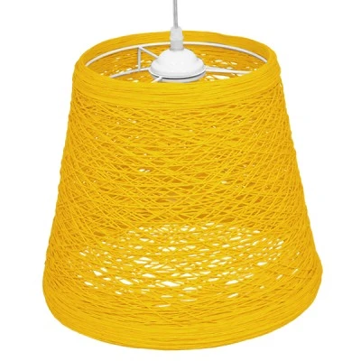 Boho Κρεμαστό Φωτιστικό BARREL Μονόφωτο Κίτρινο Ξύλινο Ψάθινο Rattan Φ32 1 x E27 AC 220-240V