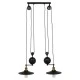 GloboStar® CARILO 01550 Vintage Industrial Κρεμαστό Φωτιστικό Οροφής Δίφωτο 2 x E27 Μαύρο Μεταλλικό με Ρυθμιζόμενη Ανάρτηση Μ72 x Π26 x Υ120cm