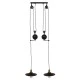 GloboStar® CARILO 01550 Vintage Industrial Κρεμαστό Φωτιστικό Οροφής Δίφωτο 2 x E27 Μαύρο Μεταλλικό με Ρυθμιζόμενη Ανάρτηση Μ72 x Π26 x Υ120cm