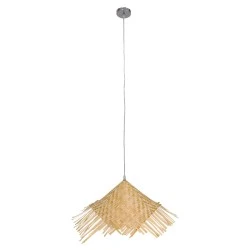 Boho κρεμαστό φωτιστικό RICEHAT μονόφωτο μπέζ ξύλινο ψάθινο Rattan Φ70 1 x E27 AC 220-240V