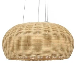 Boho κρεμαστό φωτιστικό DE LA MER μονόφωτο καφέ ξύλινο Bamboo Φ45 3 x E27 AC 220-240V