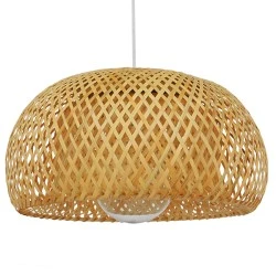 Boho κρεμαστό φωτιστικό SAN TROPEZ μονόφωτο καφέ ξύλινο Bamboo Φ38 1 x E27 AC 220-240V