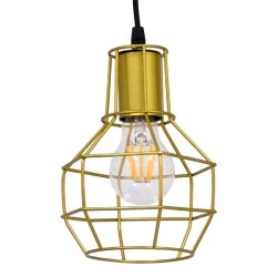 Vintage Κρεμαστό Φωτιστικό Οροφής με Ντουί 1 x E27 AC 220-240V IP20 - Χρυσό - Μ15 x Π15 x Y21cm