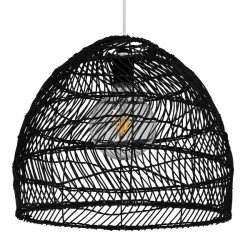 Boho κρεμαστό φωτιστικό MALIBU μονόφωτο μαύρο ξύλινο Bamboo Φ40cm 1 x E27 AC 220-240V