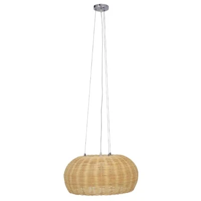 Boho κρεμαστό φωτιστικό DE LA MER μονόφωτο καφέ ξύλινο Bamboo Φ45 3 x E27 AC 220-240V
