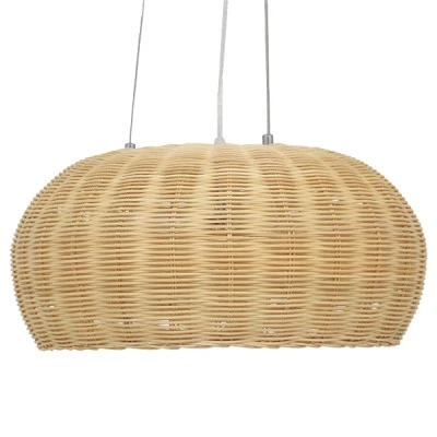Boho κρεμαστό φωτιστικό DE LA MER μονόφωτο καφέ ξύλινο Bamboo Φ45 3 x E27 AC 220-240V