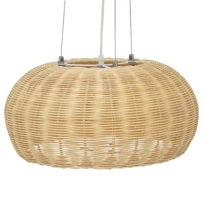 Boho κρεμαστό φωτιστικό DE LA MER μονόφωτο καφέ ξύλινο Bamboo Φ45 3 x E27 AC 220-240V
