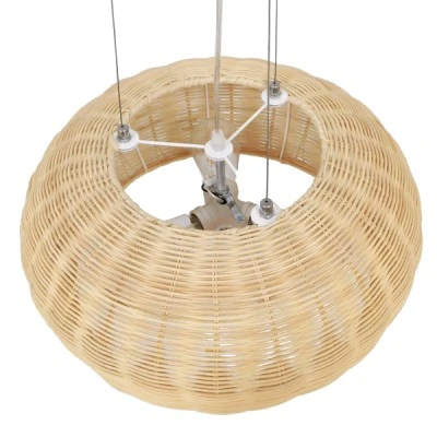 Boho κρεμαστό φωτιστικό DE LA MER μονόφωτο καφέ ξύλινο Bamboo Φ45 3 x E27 AC 220-240V