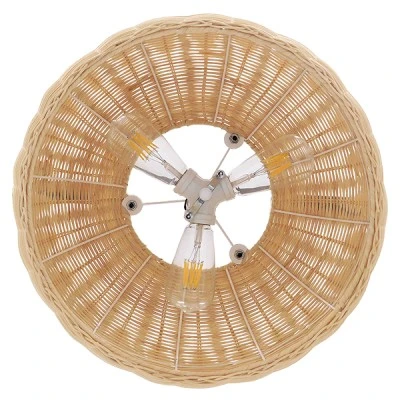 Boho κρεμαστό φωτιστικό DE LA MER μονόφωτο καφέ ξύλινο Bamboo Φ45 3 x E27 AC 220-240V