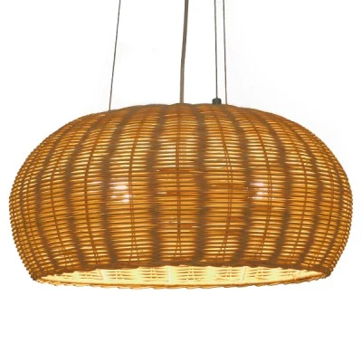 Boho κρεμαστό φωτιστικό DE LA MER μονόφωτο καφέ ξύλινο Bamboo Φ45 3 x E27 AC 220-240V