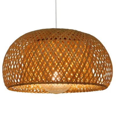 Boho κρεμαστό φωτιστικό SAN TROPEZ μονόφωτο καφέ ξύλινο Bamboo Φ38 1 x E27 AC 220-240V
