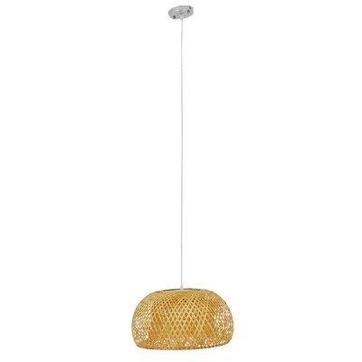 Boho κρεμαστό φωτιστικό SAN TROPEZ μονόφωτο καφέ ξύλινο Bamboo Φ38 1 x E27 AC 220-240V