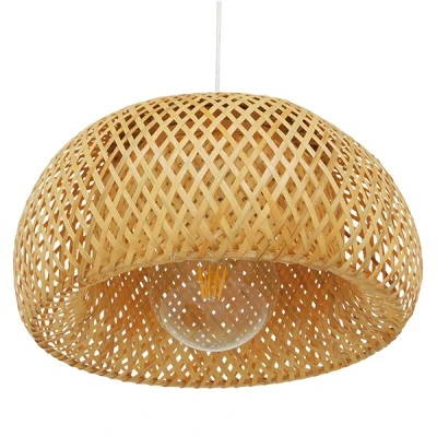 Boho κρεμαστό φωτιστικό SAN TROPEZ μονόφωτο καφέ ξύλινο Bamboo Φ38 1 x E27 AC 220-240V