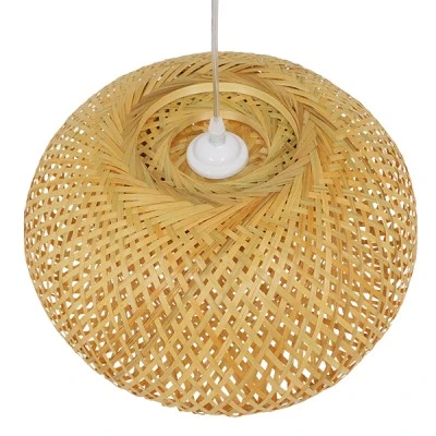 Boho κρεμαστό φωτιστικό SAN TROPEZ μονόφωτο καφέ ξύλινο Bamboo Φ38 1 x E27 AC 220-240V