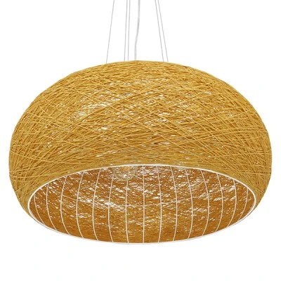 Boho κρεμαστό φωτιστικό FIJI INCASS μονόφωτο καφέ ξύλινο BAMBOO Φ60 5 x E27 AC 220-240V