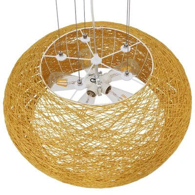 Boho κρεμαστό φωτιστικό FIJI INCASS μονόφωτο καφέ ξύλινο BAMBOO Φ60 5 x E27 AC 220-240V