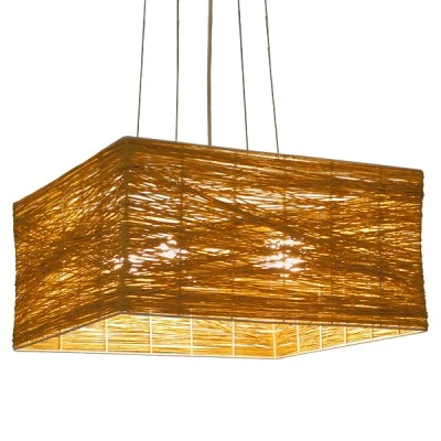 Boho κρεμαστό φωτιστικό INCASS  μονόφωτο καφέ ξύλινο Bamboo 5 x E27 AC 220-240V