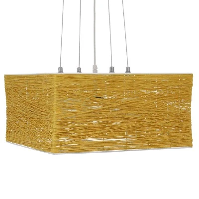 Boho κρεμαστό φωτιστικό INCASS  μονόφωτο καφέ ξύλινο Bamboo 5 x E27 AC 220-240V