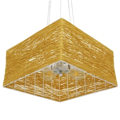 Boho κρεμαστό φωτιστικό INCASS  μονόφωτο καφέ ξύλινο Bamboo 5 x E27 AC 220-240V