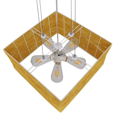 Boho κρεμαστό φωτιστικό INCASS  μονόφωτο καφέ ξύλινο Bamboo 5 x E27 AC 220-240V