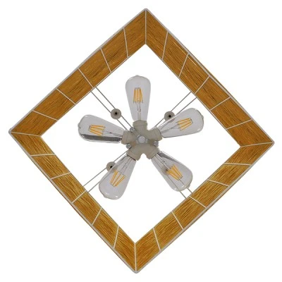 Boho κρεμαστό φωτιστικό INCASS  μονόφωτο καφέ ξύλινο Bamboo 5 x E27 AC 220-240V
