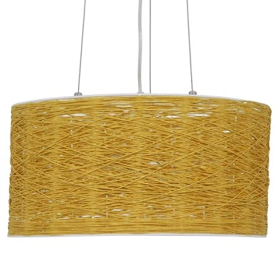 Boho κρεμαστό φωτιστικό INCASS Φ40 μονόφωτο καφέ ξύλινο Bamboo 3 x E27 AC 220-240V