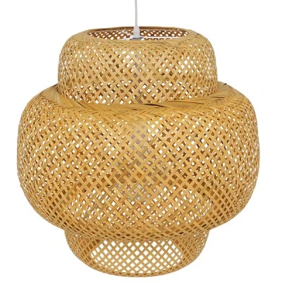 Boho κρεμαστό φωτιστικό MALDIVES μονόφωτο καφέ ξύλινο Bamboo Φ56 1 x E27 AC 220-240V