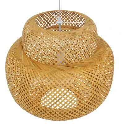 Boho κρεμαστό φωτιστικό MALDIVES μονόφωτο καφέ ξύλινο Bamboo Φ56 1 x E27 AC 220-240V