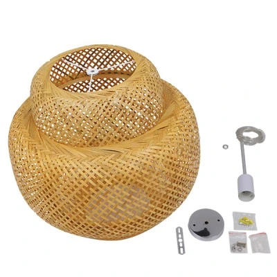 Boho κρεμαστό φωτιστικό MALDIVES μονόφωτο καφέ ξύλινο Bamboo Φ56 1 x E27 AC 220-240V