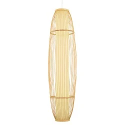 Boho κρεμαστό φωτιστικό HIBISCUS μονόφωτο καφέ ξύλινο Bamboo Ø30xΥ120cm 1 x E27 AC 220-240V