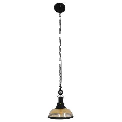 GloboStar® BILLIARD 00971 Vintage Industrial Κρεμαστό Φωτιστικό Οροφής Μονόφωτο 1 x E27 Mαύρο Μεταλλικό Καμπάνα Φ25 x Υ29cm