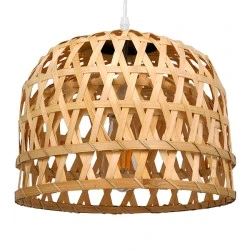 Boho κρεμαστό φωτιστικό MANGEA μονόφωτο καφέ ξύλινο Bamboo Ø32xY30cm 1 x E27 AC 220-240V