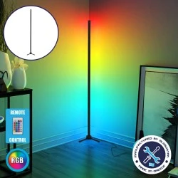 Μοντέρνο minimal επιδαπέδιο φωτιστικό 150cm LED 24W RGB πολύχρωμο με ασύρματο χειριστήριο & dimmer