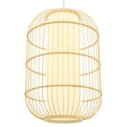 Boho κρεμαστό φωτιστικό HIBISCUS μονόφωτο καφέ ξύλινο Bamboo Ø40xΥ60cm 1 x E27 AC 220-240V