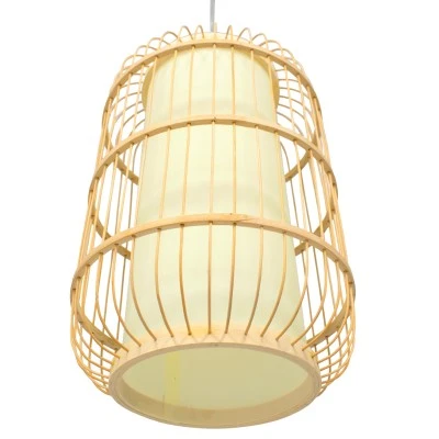 Boho κρεμαστό φωτιστικό HIBISCUS μονόφωτο μπεζ ξύλινο Bamboo Φ25xΥ42cm 1 x E27 AC 220-240V