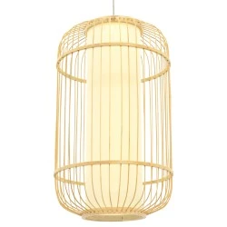 Boho κρεμαστό φωτιστικό HIBISCUS μονόφωτο καφέ ξύλινο Bamboo Ø30xΥ50cm 1 x E27 AC 220-240V
