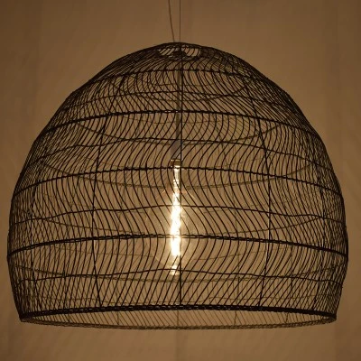 Boho κρεμαστό φωτιστικό MALIBU μονόφωτο μαύρο ξύλινο Bamboo Φ97xY86cm 1 x E27 AC 220-240V