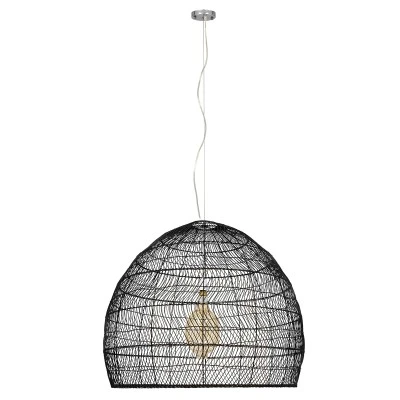 Boho κρεμαστό φωτιστικό MALIBU μονόφωτο μαύρο ξύλινο Bamboo Φ97xY86cm 1 x E27 AC 220-240V