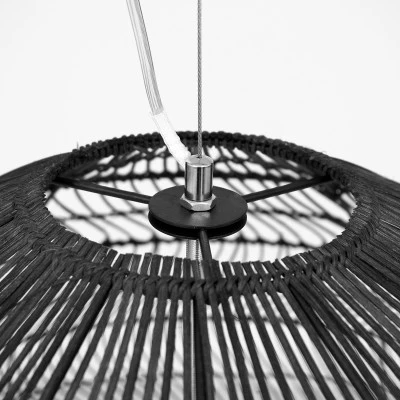 Boho κρεμαστό φωτιστικό MALIBU μονόφωτο μαύρο ξύλινο Bamboo Φ97xY86cm 1 x E27 AC 220-240V