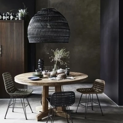 Boho κρεμαστό φωτιστικό MALIBU μονόφωτο μαύρο ξύλινο Bamboo Φ97xY86cm 1 x E27 AC 220-240V