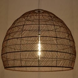 Boho κρεμαστό φωτιστικό MALIBU μονόφωτο καφέ ξύλινο BAMBOO Φ97ΧΥ86XM 1 x E27 AC 220-240V