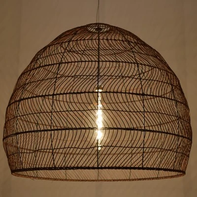 Boho κρεμαστό φωτιστικό MALIBU μονόφωτο καφέ ξύλινο BAMBOO Φ97ΧΥ86XM 1 x E27 AC 220-240V