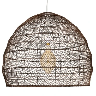 Boho κρεμαστό φωτιστικό MALIBU μονόφωτο καφέ ξύλινο BAMBOO Φ97ΧΥ86XM 1 x E27 AC 220-240V