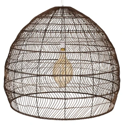Boho κρεμαστό φωτιστικό MALIBU μονόφωτο καφέ ξύλινο BAMBOO Φ97ΧΥ86XM 1 x E27 AC 220-240V