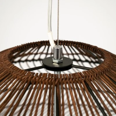 Boho κρεμαστό φωτιστικό MALIBU μονόφωτο καφέ ξύλινο BAMBOO Φ97ΧΥ86XM 1 x E27 AC 220-240V