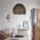 Boho κρεμαστό φωτιστικό MALIBU μονόφωτο καφέ ξύλινο BAMBOO Φ97ΧΥ86XM 1 x E27 AC 220-240V